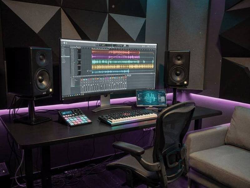 modern-music-studio-with-AI-technology-futuristic-digital-audio-workspace-vibrant-purple-and-teal-lighting
